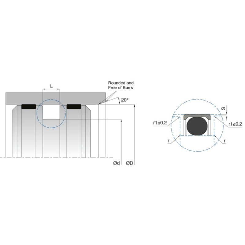 Type de joints de piston PTFE à haute vitesse à double action à faible frottement