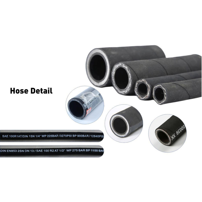 Le tuyau en caoutchouc renforcé de tubes en caoutchouc flexible est conforme aux normes SAE 100R2 et EN 853 2SN