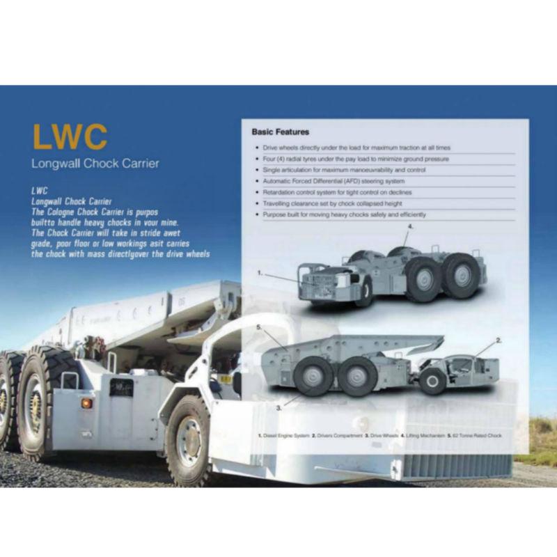 55/70T LWC Longwall Chock Carrier 10 Km/Hr 20 Km/Hr Pour les opérations souterraines dans les mines de charbon