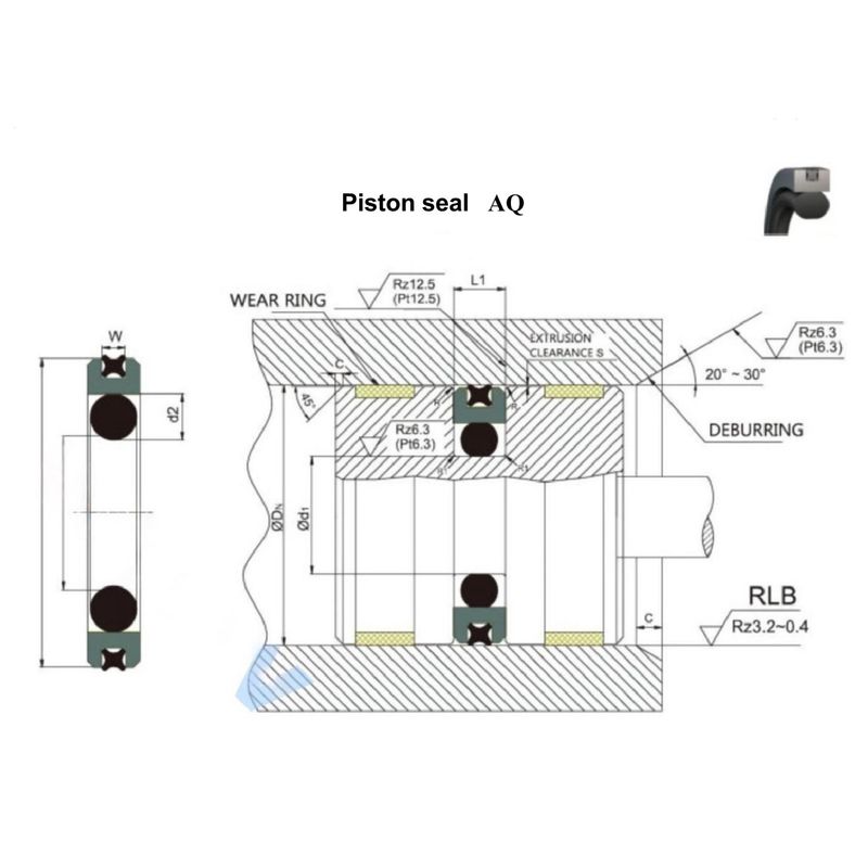PTFE / NBR Kit de scellés bidirectionnels pour les accumulateurs de pistons, les cylindres de support et les cylindres de positionnement