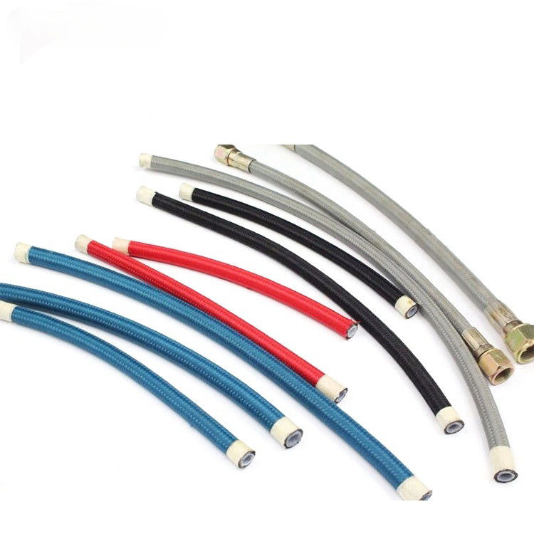 PTFE noir argenté tuyau de conduite de carburant tressé en acier inoxydable tuyau de carburant tressé en acier