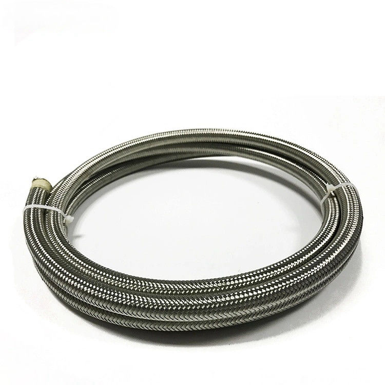 PTFE noir argenté tuyau de conduite de carburant tressé en acier inoxydable tuyau de carburant tressé en acier