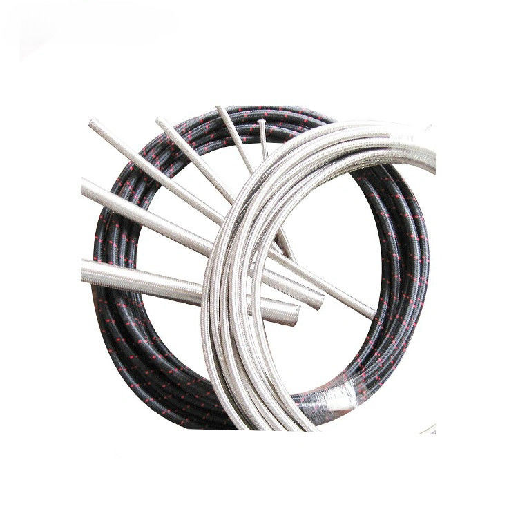 PTFE noir argenté tuyau de conduite de carburant tressé en acier inoxydable tuyau de carburant tressé en acier