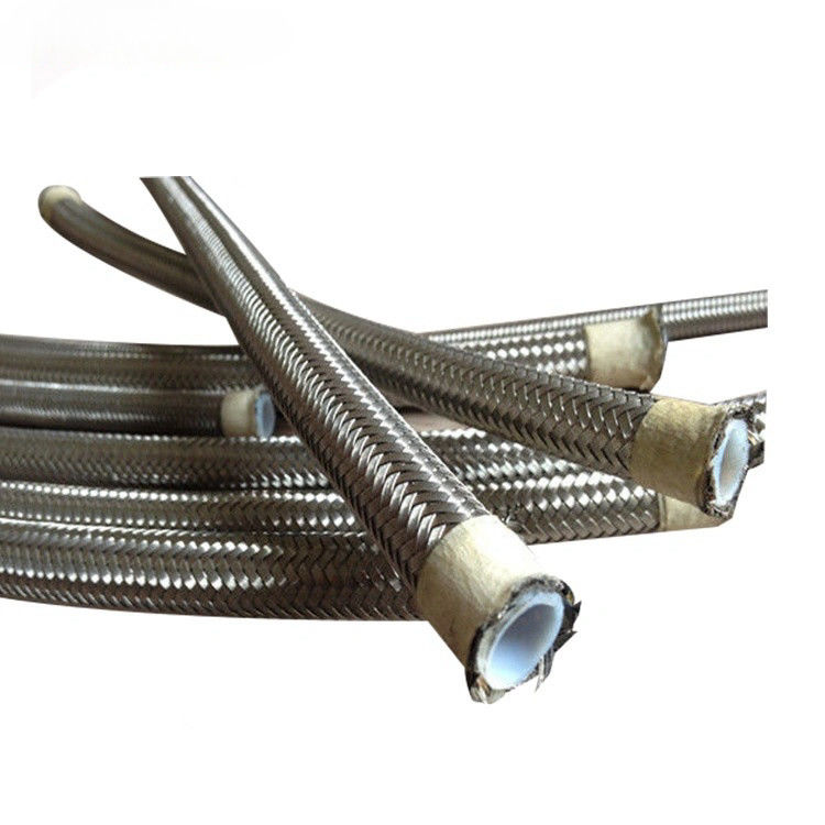 PTFE noir argenté tuyau de conduite de carburant tressé en acier inoxydable tuyau de carburant tressé en acier